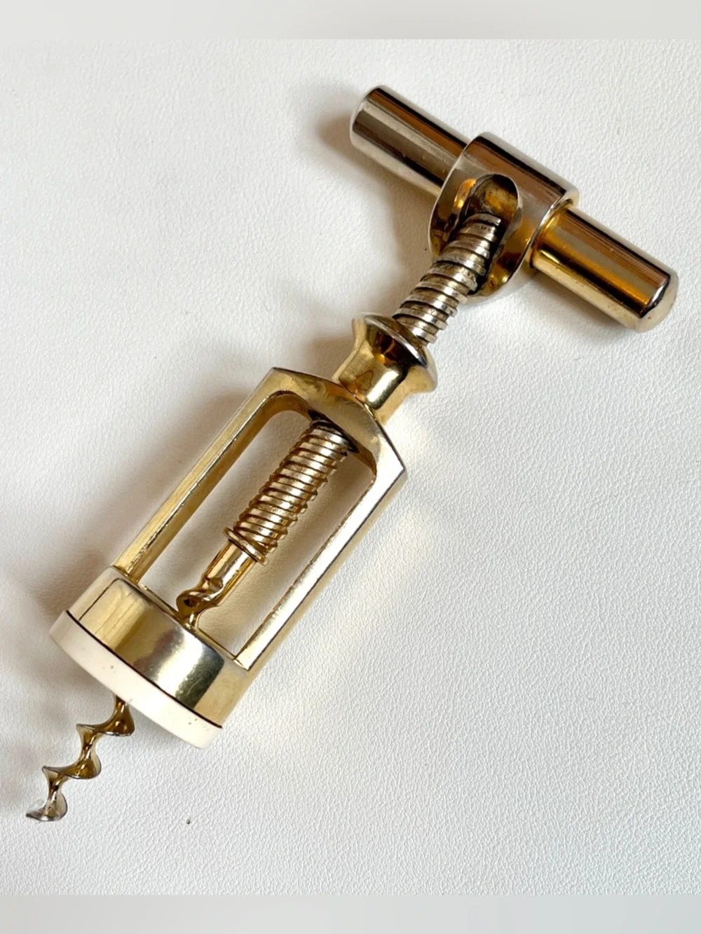 Vintage DBGM Fly Nut Corkscrew German Gold Tone Wine Opener MCM Bar Accessory